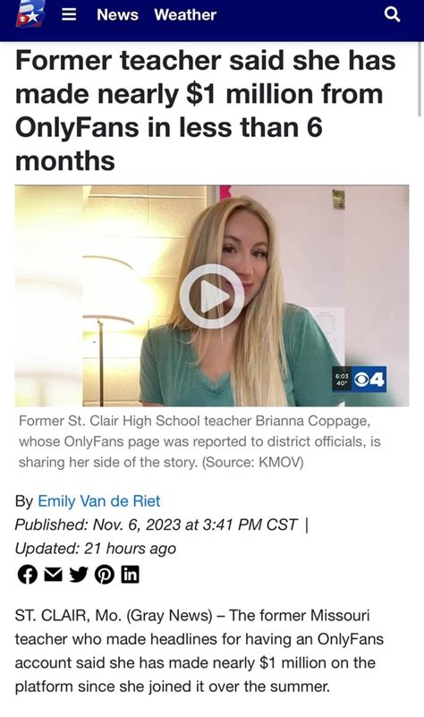 st clair only fans|Former St. Clair High School teacher said she has made nearly。